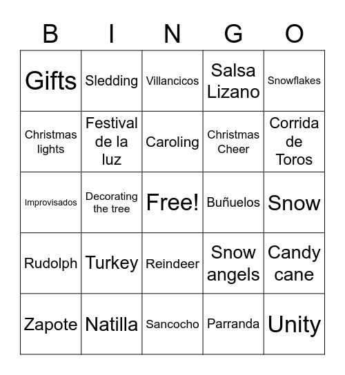 Xmas Fest Bingo Card