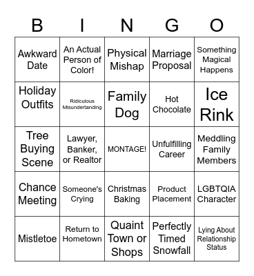 Christmas Movie Bingo Card