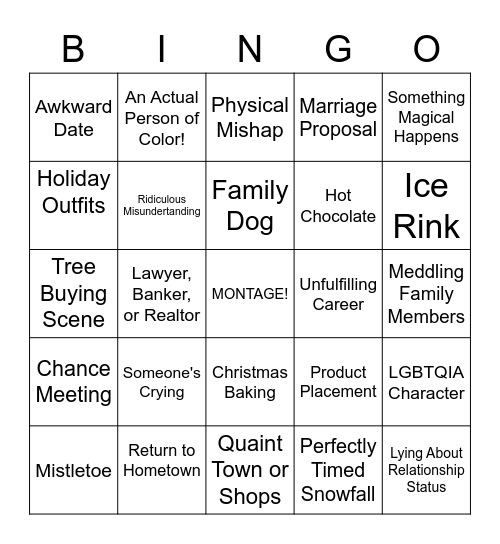 Christmas Movie Bingo Card