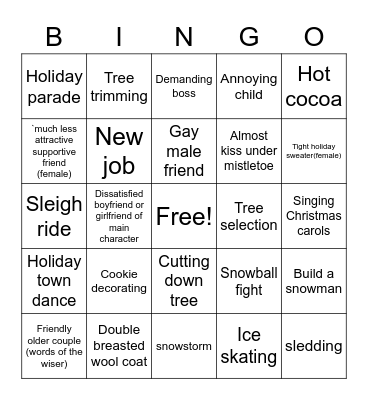 Hallmark Movie Bingo Card