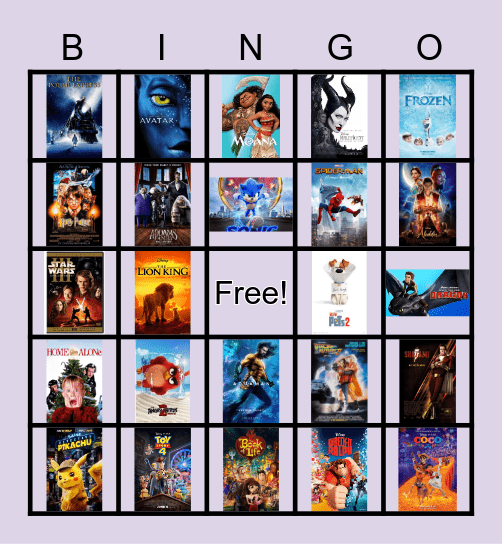 Movie Bingo Card