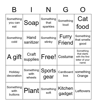 Scavenger Hunt Bingo Card