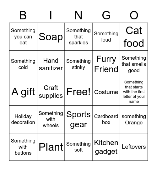 Scavenger Hunt Bingo Card