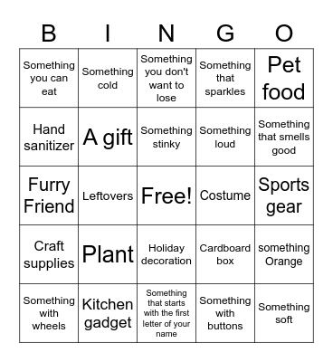 Scavenger Hunt Bingo Card