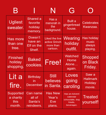 Holiday Bingo Card