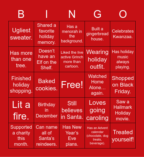 Holiday Bingo Card