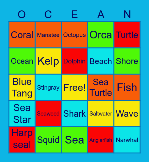 Ocean bingo Card