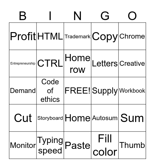 Computer Literacy Final Review-Veronica Bingo Card