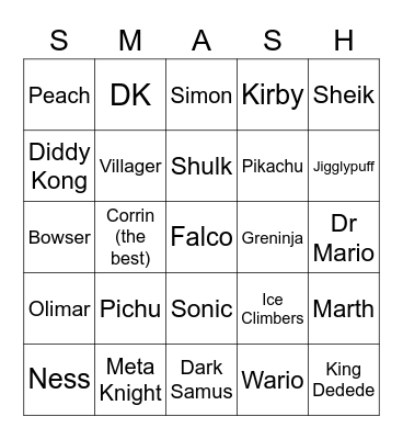 Snash Bingo Card