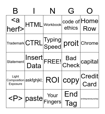 Computer Literacy Final Review: Tanner Fox Bingo Card