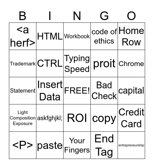 Computer Literacy Final Review: Tanner Fox Bingo Card