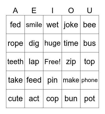 Super Sounds! Bingo Card