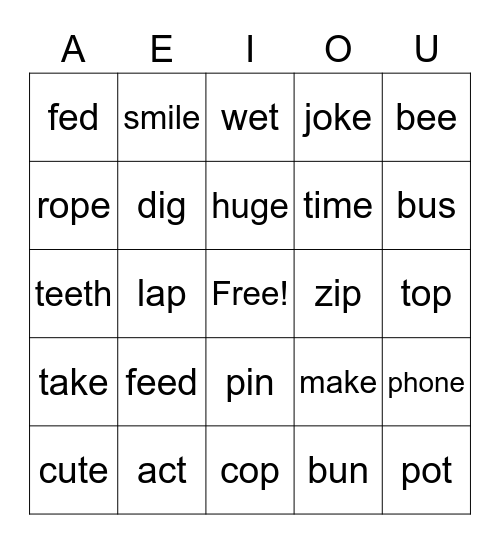 Super Sounds! Bingo Card