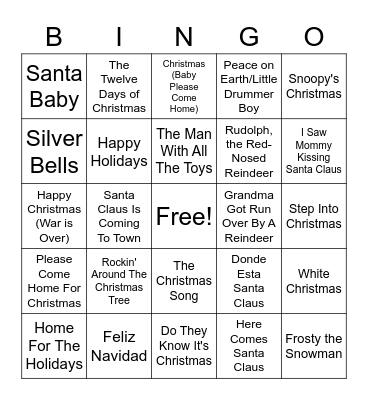 Test Card Z to A Bingo Card