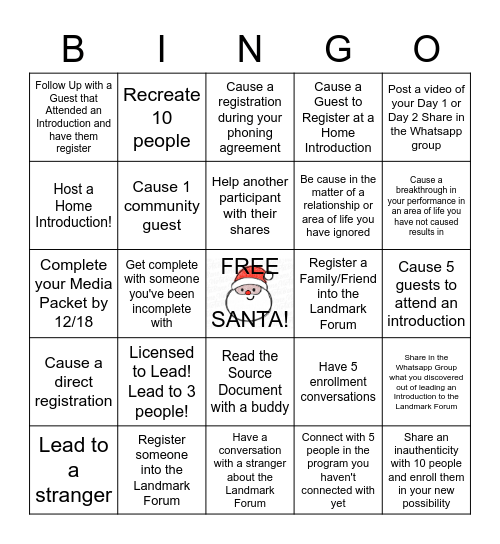 HOLIDAY BINGO!!!! Bingo Card