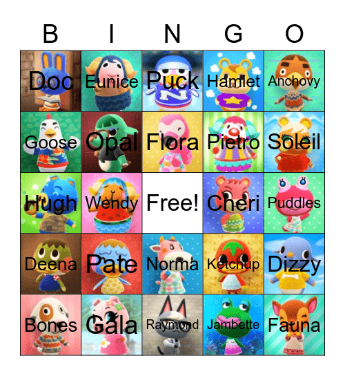 ACNH Bingo Card