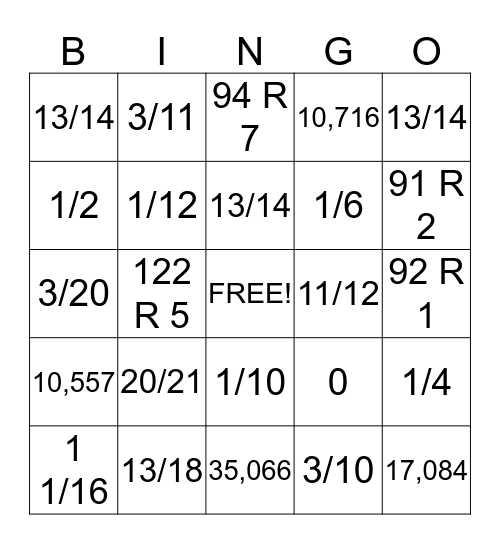 5TH GRADE BINGO MIDGET Bingo Card