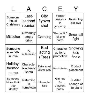 Hallmark Christmas Movie Bingo Card