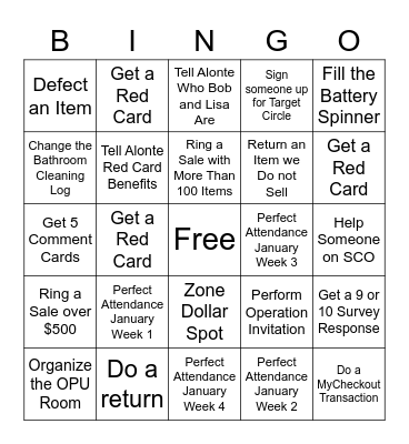 Service & Engagement Bingo (Jan 2020) Bingo Card