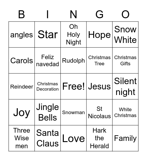 Christmas Bingo Card