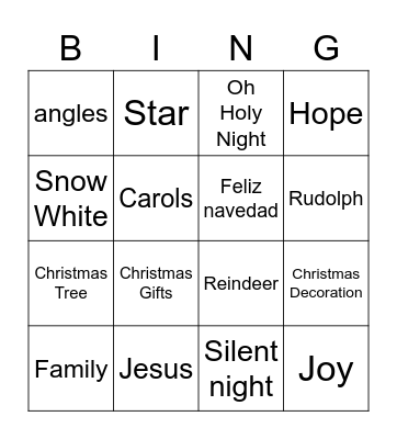 Christmas Bingo Card