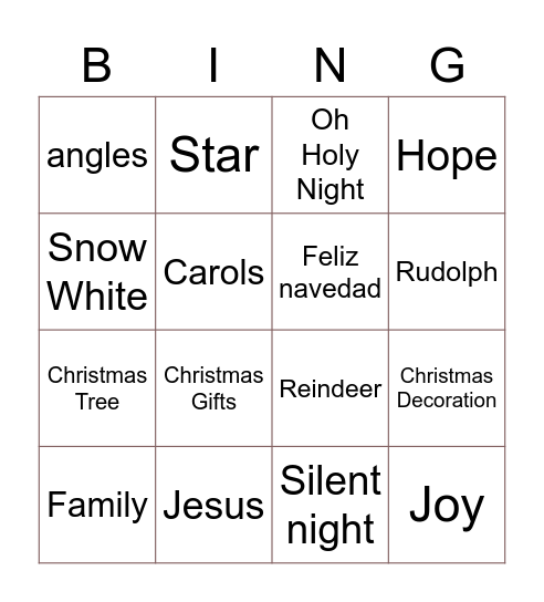 Christmas Bingo Card