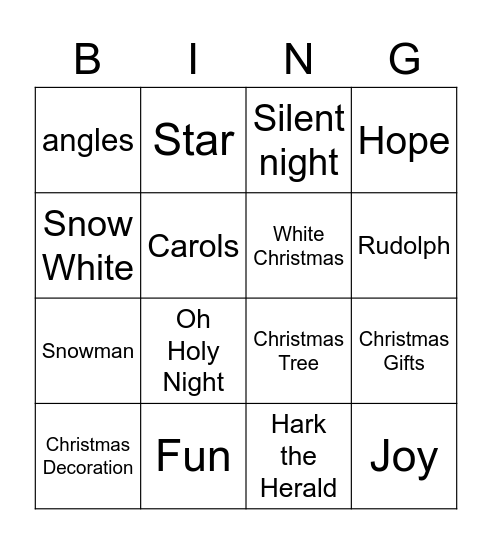 Christmas Bingo Card