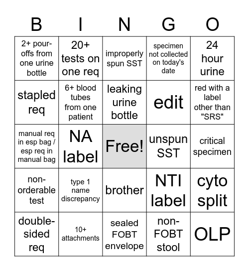 Lab Week Bingo! Bingo Card