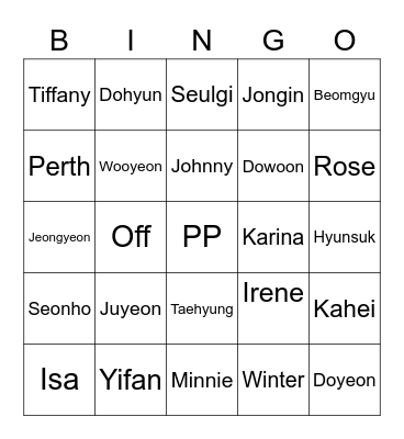 ZHUYEONLI Bingo Card