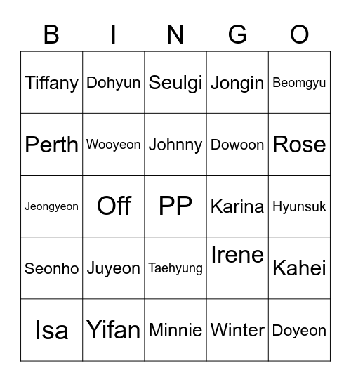 ZHUYEONLI Bingo Card