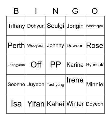 ZHUYEONLI Bingo Card