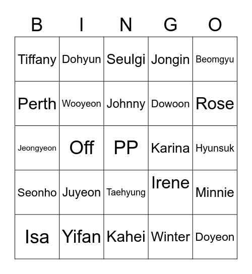 ZHUYEONLI Bingo Card