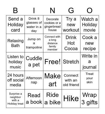 Sunshine Holiday Bingo Challenge Bingo Card