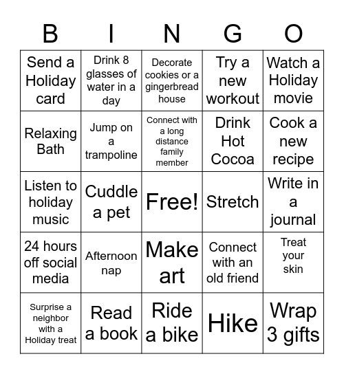 Sunshine Holiday Bingo Challenge Bingo Card
