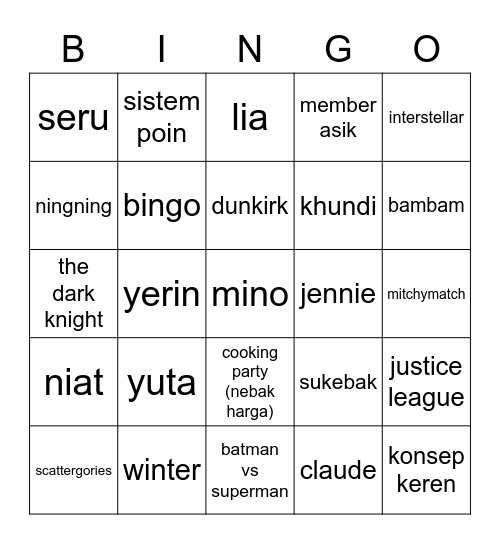 Untitled Bingo Card
