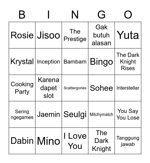 Saku-chan Bingo Card