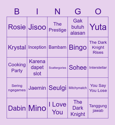 Saku-chan Bingo Card