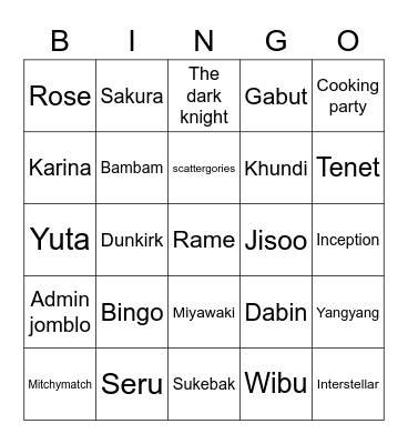 Untitled Bingo Card