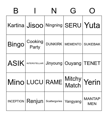 BAMBAM Bingo Card