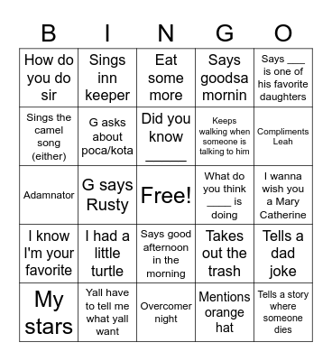 Beach Party Bingo Card