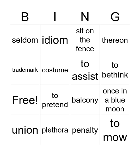 Contributions Bingo Card