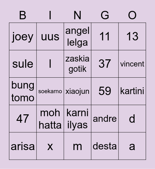 dejun aneh Bingo Card