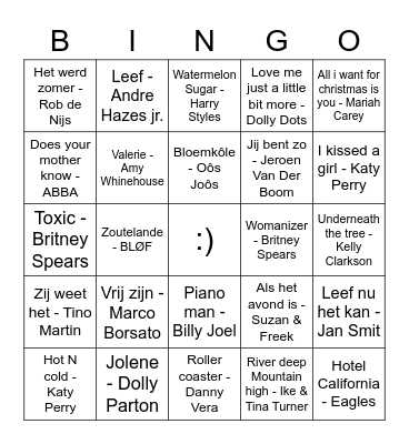 music! Bingo Card