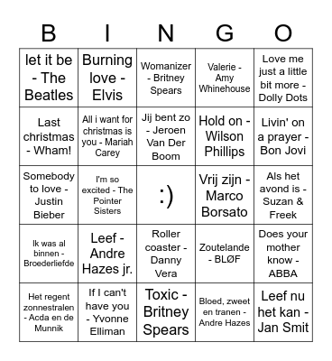 music! Bingo Card