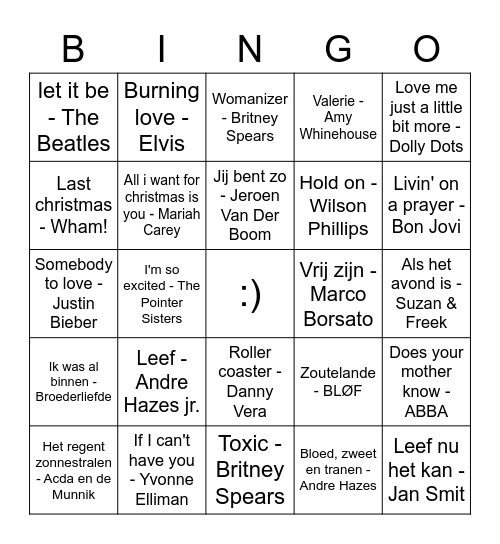 music! Bingo Card