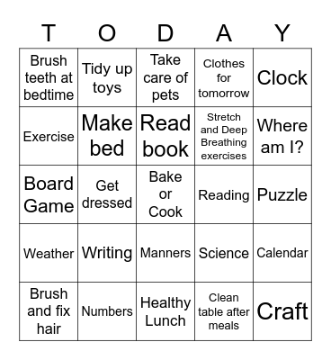 Helena's Day List Bingo Card