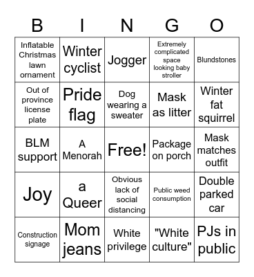 Covid Neighbourhood Walk Bingo Card
