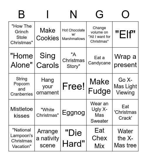 Christmas Bingo Card