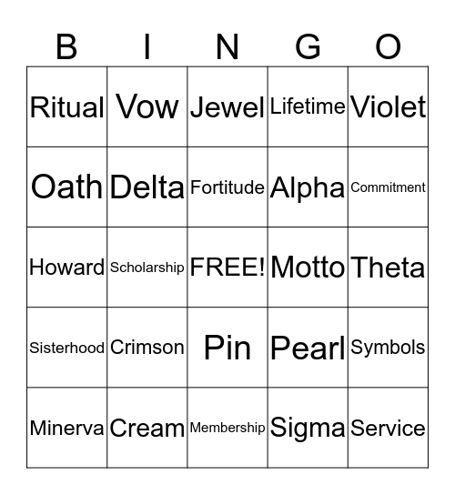 Delta Bingo Card