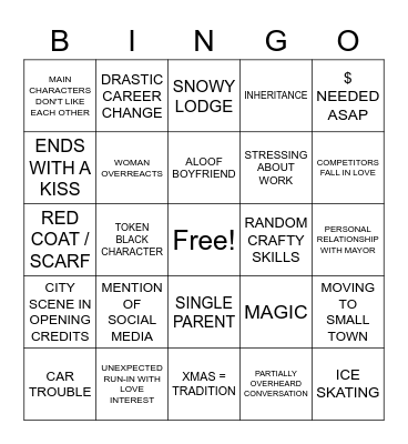 HALLMARK MOVIE BINGO Card